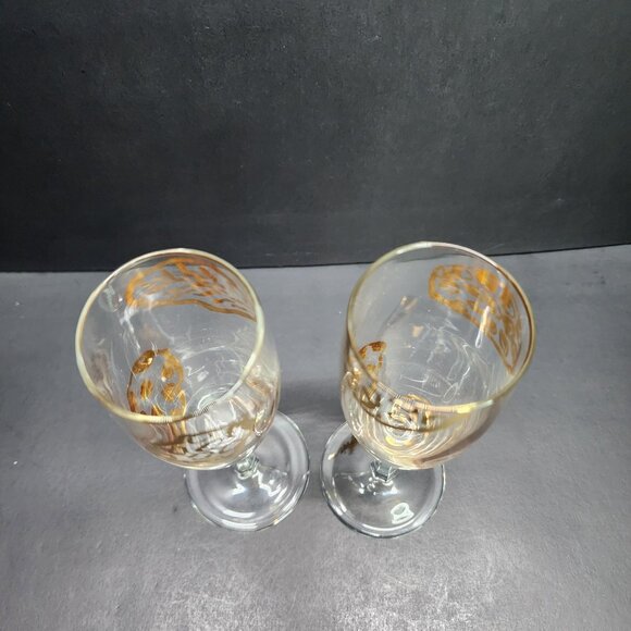 Vintage Champagne Toasting Flutes Painted in Gold 7.75'' Tall - Set Of 2 - Picture 4 of 7
